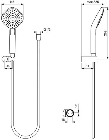 Ideal Standard B2405AA Evo Diamond Shower Kit, Chrome