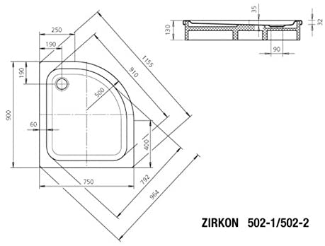 Kaldewei Stahl Duschwanne Advantage ZIRKON 502-1 750x900mm alpinweiÌÎÌ_í»