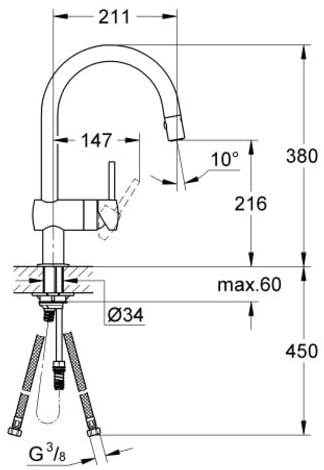 GROHE Minta 32321 Kitchen Sink Tap Single-Lever Mixer Sink Tap DN 15 supersteel 32321DC0