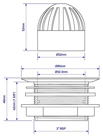 McAlpine 2" White Domed Urinal Waste WU20