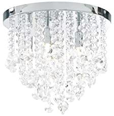 Modern 6 light crystal /chrome flush light IP44