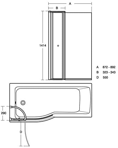 Ideal Standard E1085EO Concept Air Shower Bath Screen with Access Panel