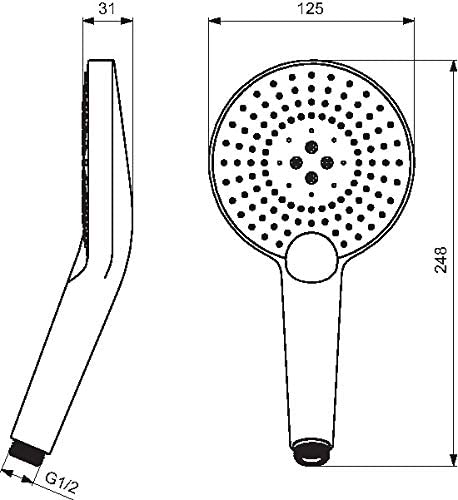 Ideal Standard B1763AA Evo Jet Round Shower Kit, Chrome