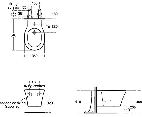 Ideal Standard T352601 Tesi 55cm Semi-Countertop Washbasin