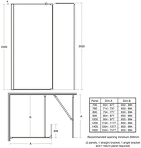 Ideal Standard L6228EO Silver Synergy 300 mm Wet Room Return Panel,