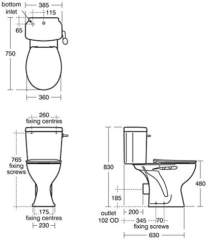 Armitage Shanks E883401 Sandringham 21 Raised Height Close Coupled Toilet
