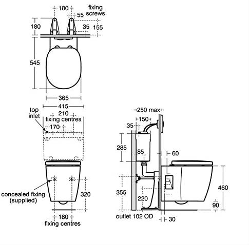 Ideal Standard E609001 Concept Freedom Wall Hung Raised Height Toilet