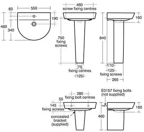 Ideal Standard E138601 Concept Air Arc 55cm Washbasin 1 Tap Hole