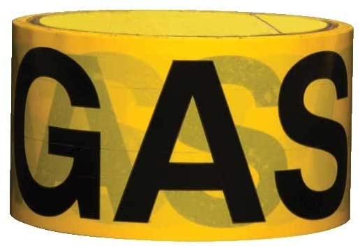 ARLEY Printed Gas Tape Black On Yellow 50mm x 66 Metre 593GTAPE66