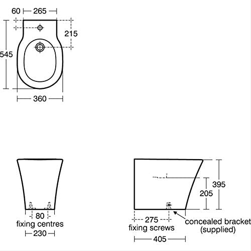 Ideal Standard E080101 Concept Air Back to Wall Bidet