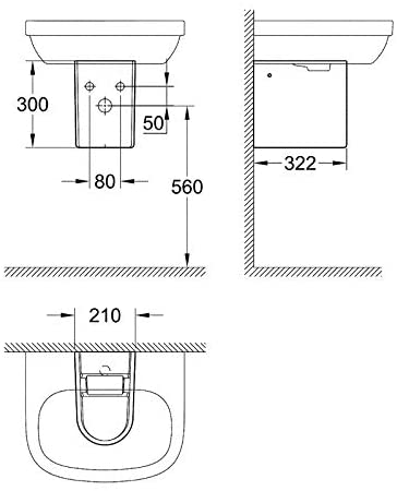 Grohe Euro Ceramic 39201åÊSemi Pedestal for Wash Basin, Alpine White
