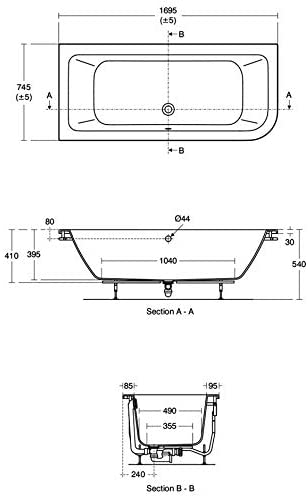 Ideal Standard E152401 Concept 170cm x 75cm Asymmetric Idealform Bath
