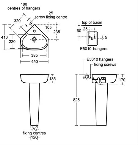 Ideal Standard T290601 Studio Echo 450mm 1 Tap Hole Handrinse Basin