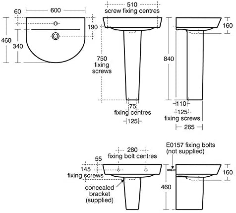 Ideal Standard E138501 Concept Air Arc 60cm Washbasin 1 Tap Hole