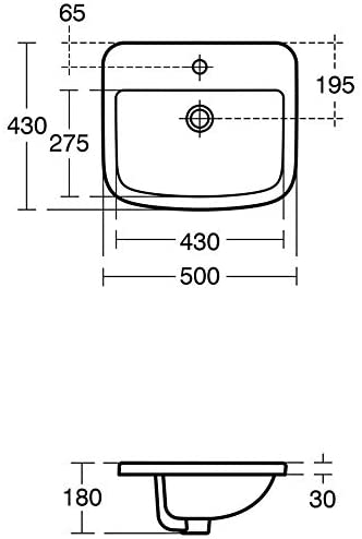 Ideal Standard T059201 Tempo 500mm 1 Tap Hole Countertop Washbasin