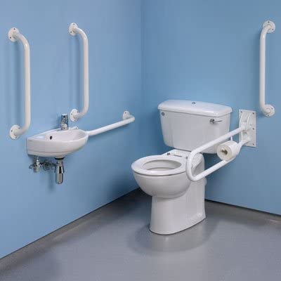 Twyford PK8184WH White DocM Bathroom Value Pack with White Grab Rails