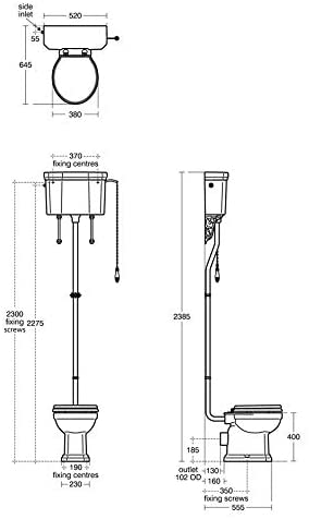 Ideal Standard U470701 Waverley High Level 6 or 4 Litre Cistern Pack, Brackets Included