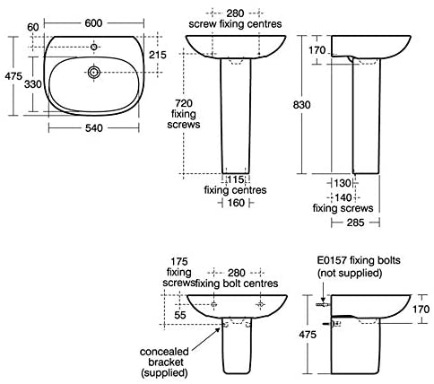 Ideal Standard T026501 Tesi 60cm Washbasin