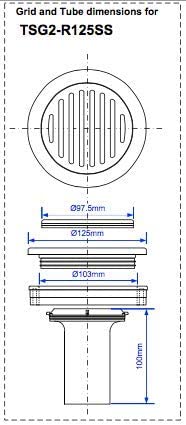 McAlpine Gully with Vertical Outlet for Tiled or Stone Floors TSG2-R125SS