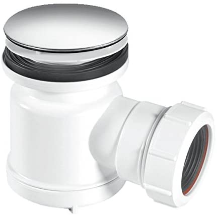 McAlpine STW3-M Water Seal Shower Trap Chrome Plated Stainless Steel Mushroom Flange, White