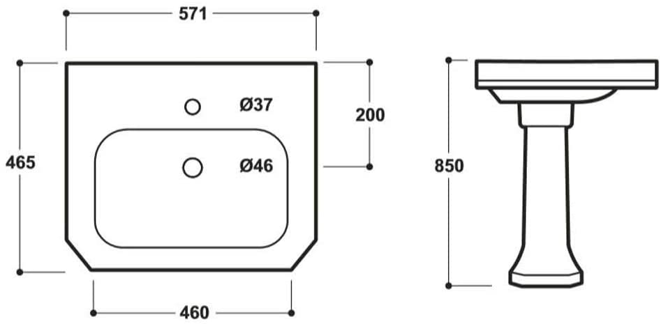 Synergy Henbury 550mm 1 Tap Hole Basin