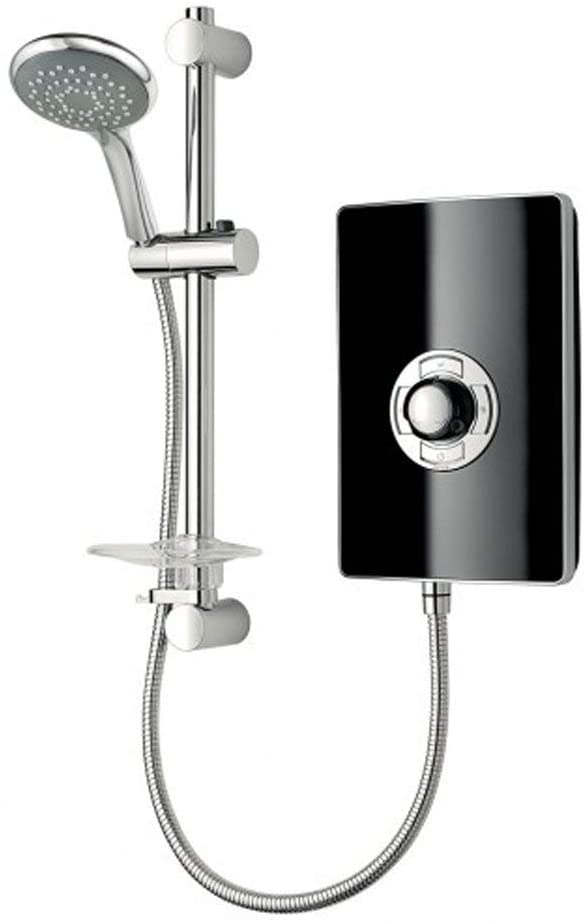 Triton Aspirante 9.5KW Gloss Black Electric Shower - Includes Head + Riser Rail
