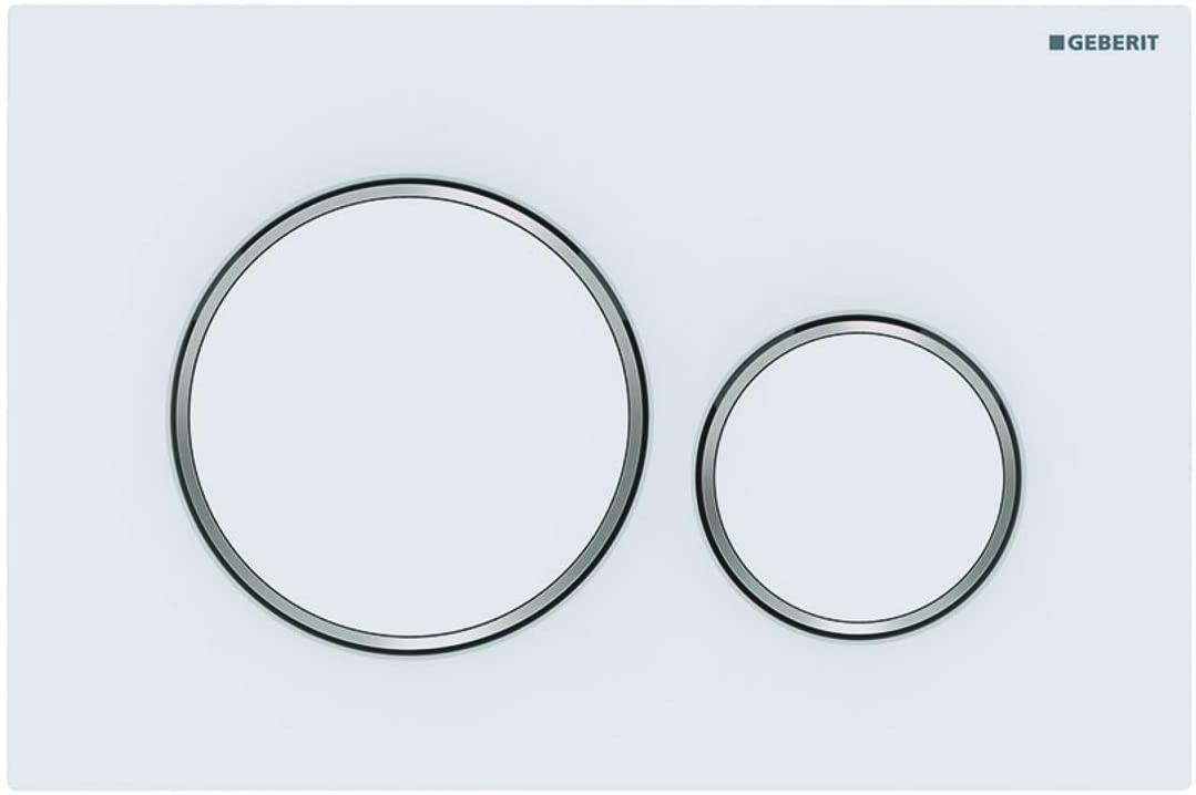 Geberit Sigma 20 115882JT1 Actuator Plate for 2 Flushes with Front Actuation Plate and Buttons Matte White Stripes Chrome
