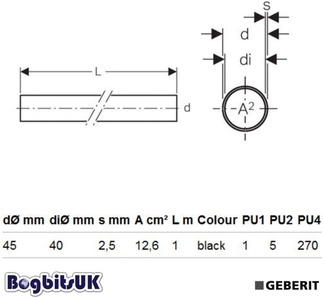 Geberit PE 1000mm Flush Pipe Extension For Concealed Cisterns and Frames 152.170.16.1
