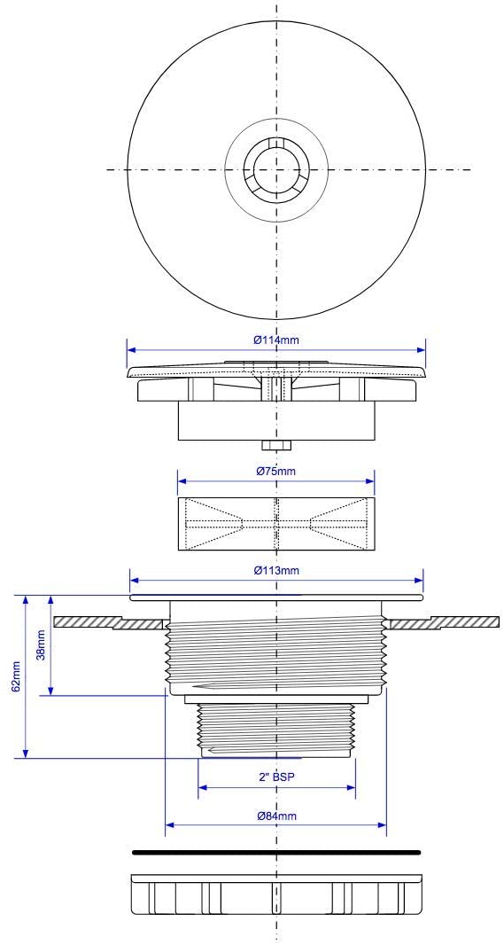 McAlpine 2" CP Plastic Flange High Flow Shower Waste SWHF4-WH