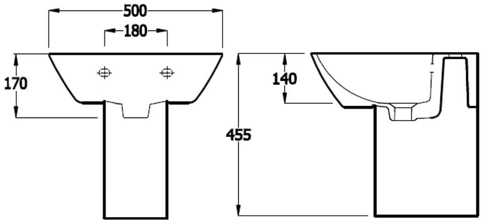 Synergy Valencia Half Pedestal for 500mm & 600mm Basin SY-VAL04
