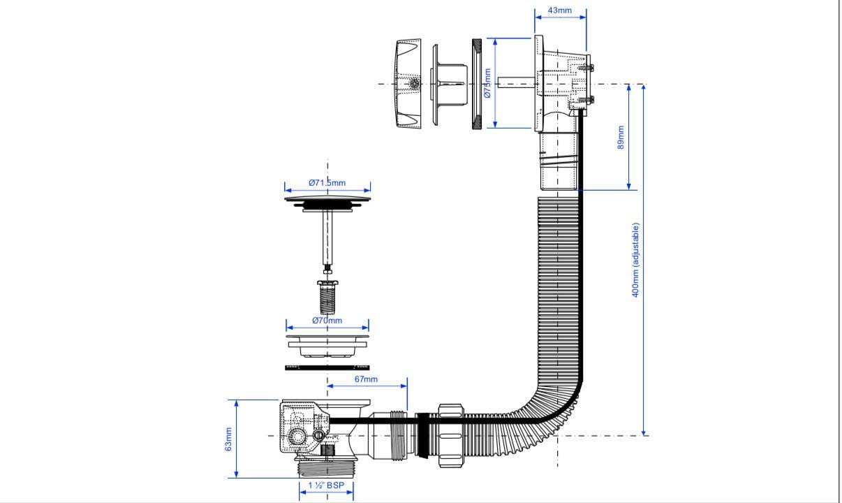 McAlpine Bath Clicker Waste with Overflow