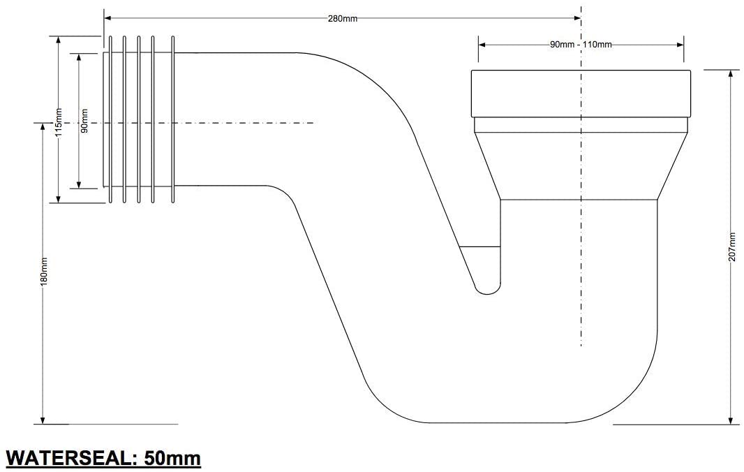 McAlpine 50mm Water Seal Pushfit 'P'' Trap WCTRAP4P