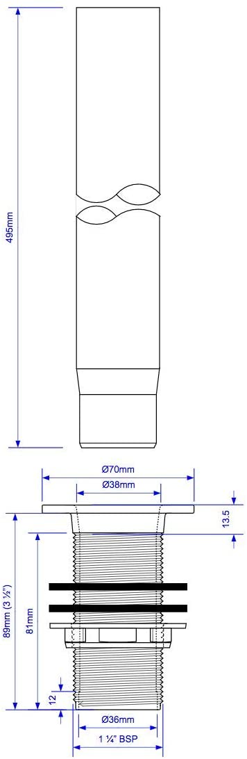 McAlpine 1̴_" Standing Waste with 3̴_" Tail SWL-18