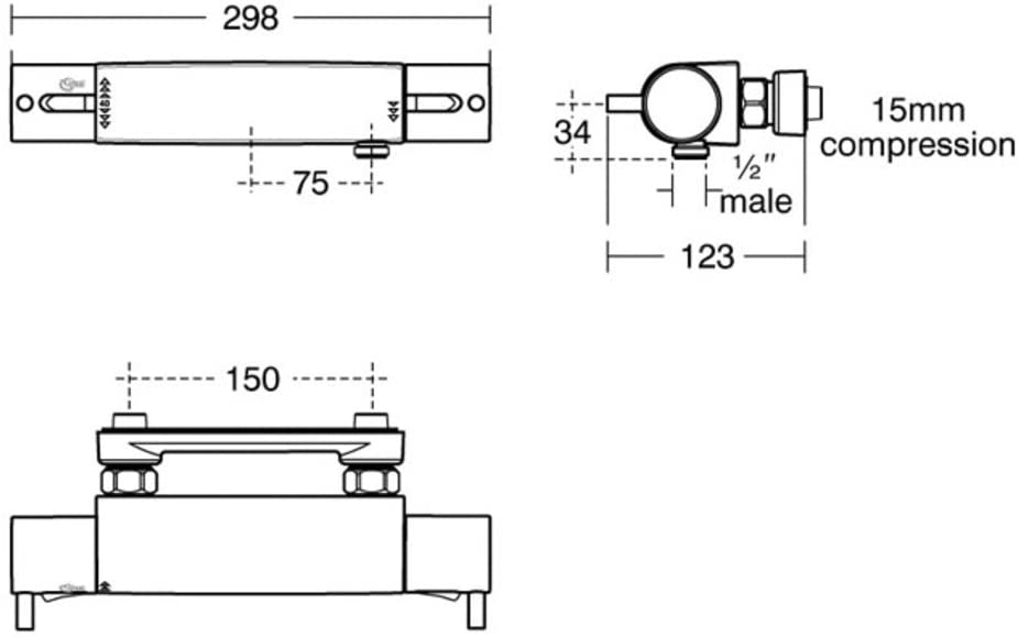 Ideal Standard A5637AA Chrome Alto Thermostatic Shower Mixer for 15 mm