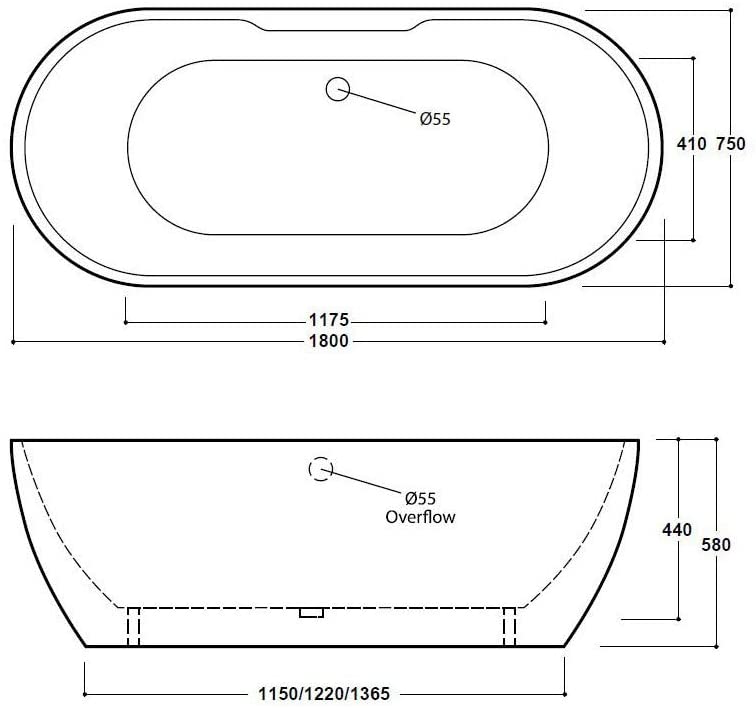 Synergy San Marlo 1800mm White Double Ended Bath