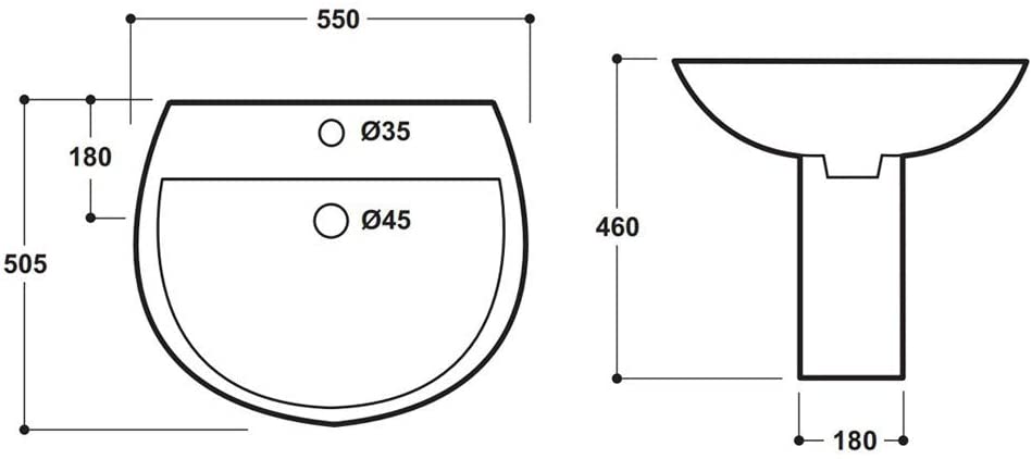 Synergy Lyon Half Pedestal for 550mm Basin SY-LYON03