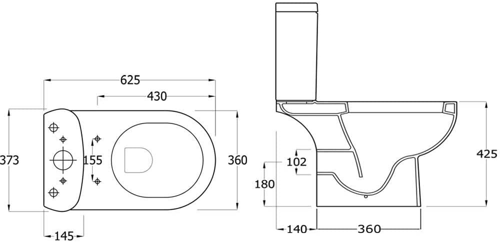 Synergy Tilly 625mm Close Coupled WC Pan (No Seat, No Cistern) SY-TIL06