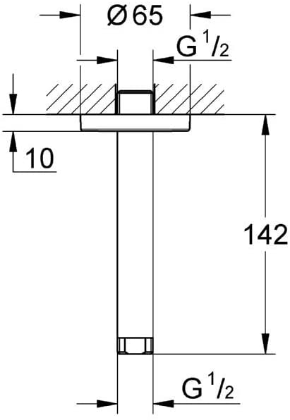 Grohe Rainshower Ceiling Arm for Shower Head, Chrome, Length 142åÊmm