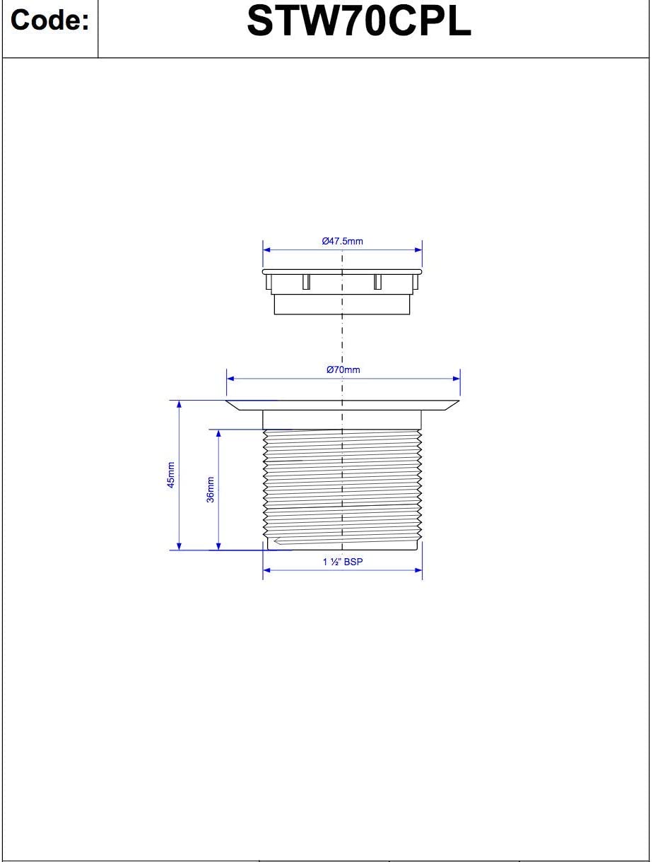 McAlpine 1̴_" 29mm Long Shower Waste 70mm CP Plastic STW70CPL
