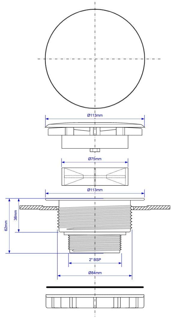 McAlpine 2" Plain White Flange High Flow Shower Waste SWHF6-CP