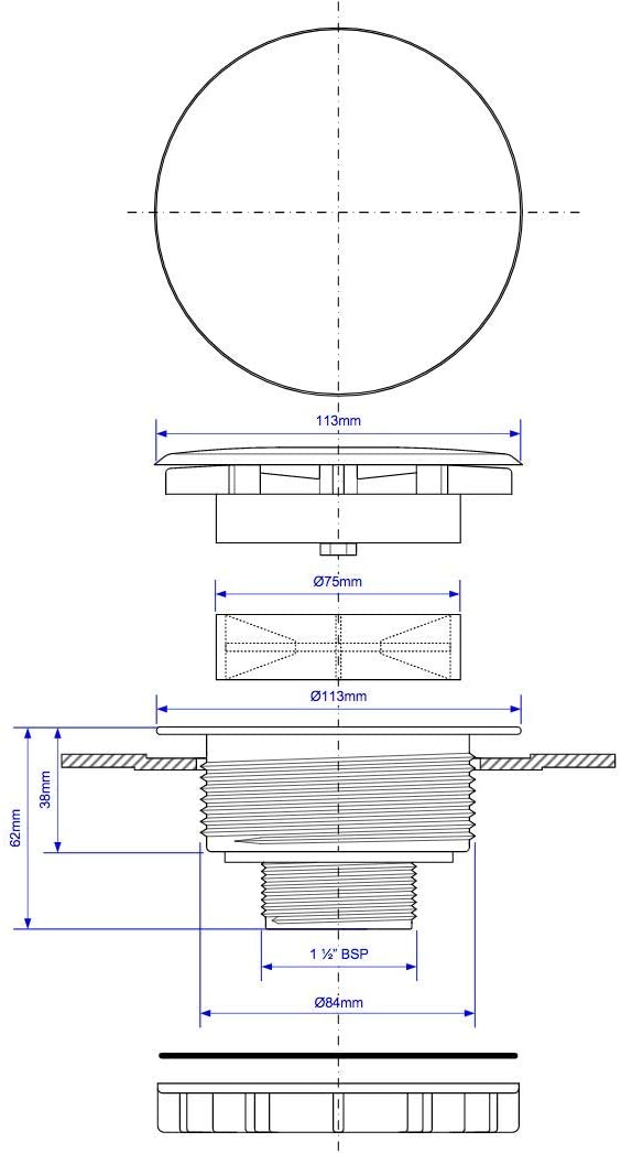 McAlpine 1å_" Plain White Flange High Flow Shower Waste SWHF5-WH