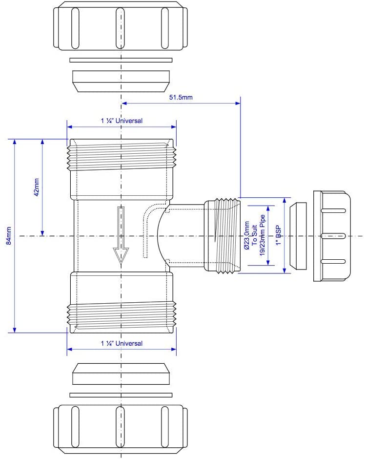 McAlpine Flush Pipe Tee Piece for WC Overflow V33T-FP