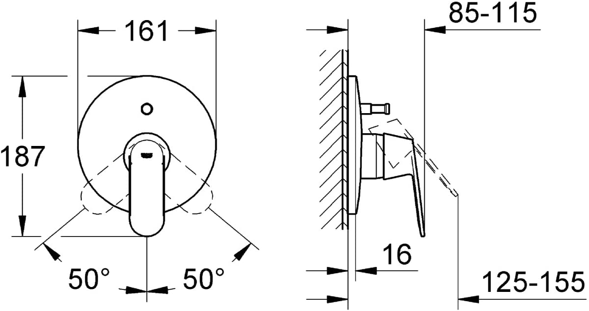 GROHE 19383000 Eurosmart Cosmopolitan Single-Lever Shower Mixer Trim
