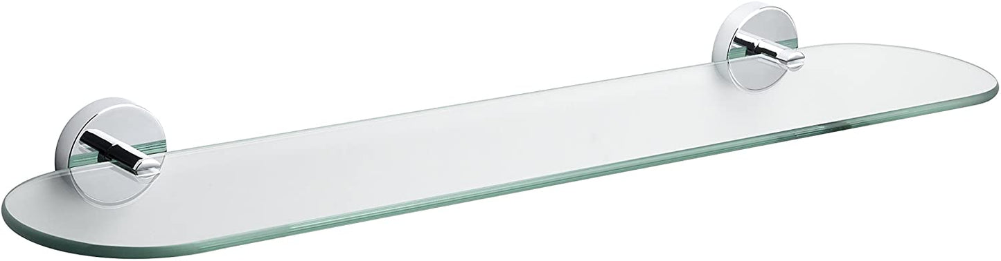 Croydex Flexi-Fix Romsey Glass Shelf with Zinc Alloy Construction, Chrome