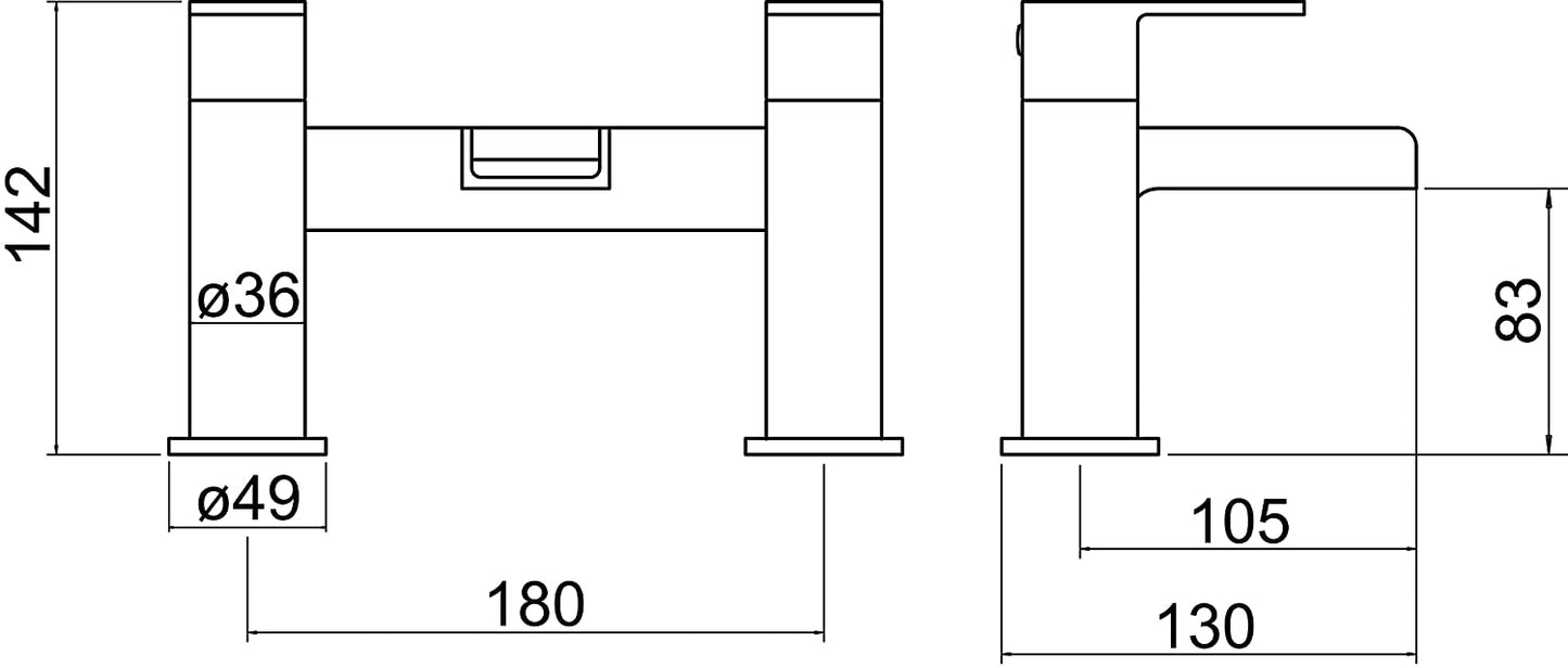 Trisen Warely TT405 Two Lever Bath Filler