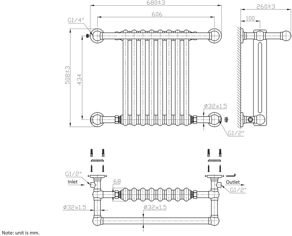 Reina Camden Traditional Heated Towel Rails