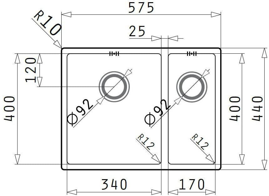 Pyramis Astris (17x40) UB Undermount Stainless Steel Sink Polished