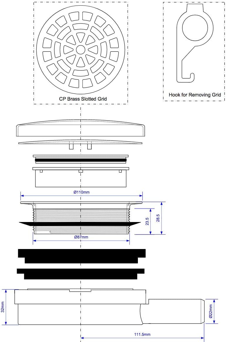 McAlpine Pumped Shower Waste with 22mm Plain Tail Outlet UPSW422MM