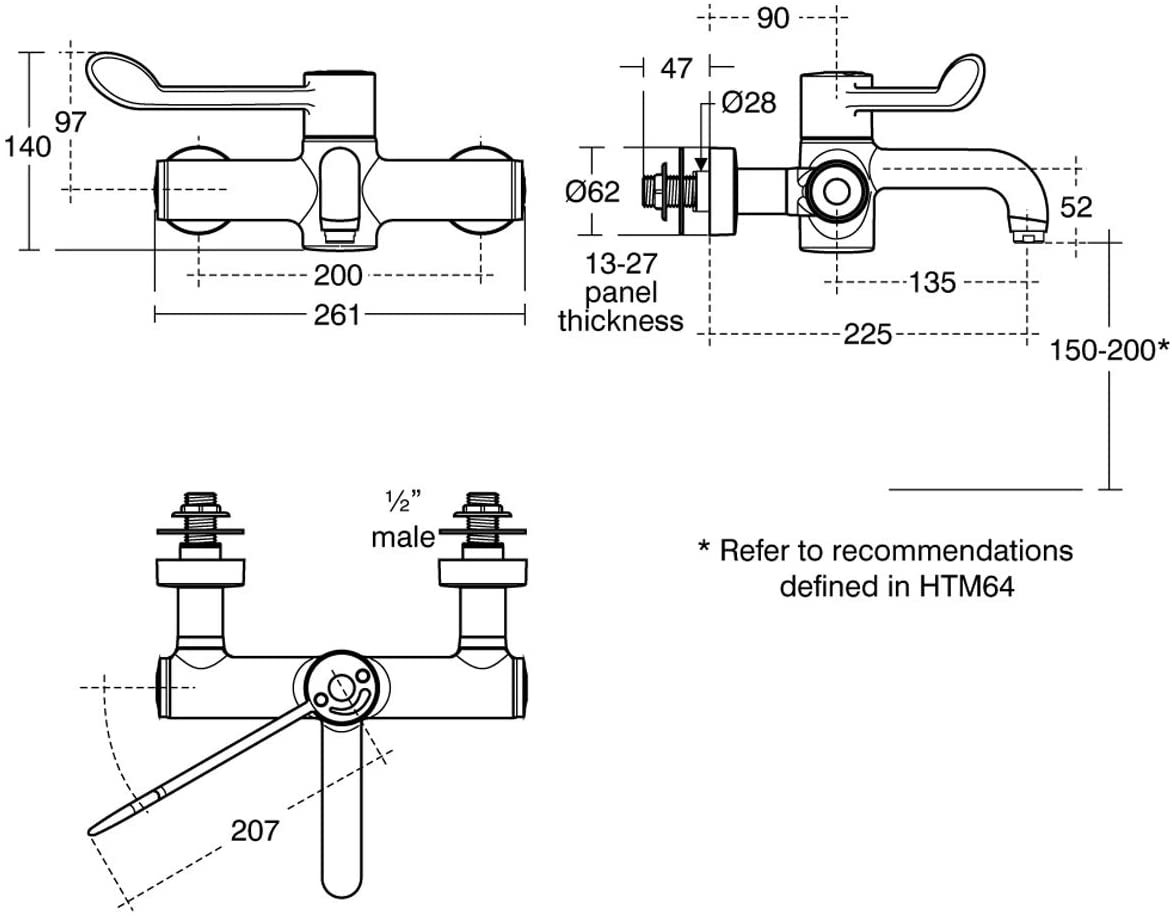 Armitage Shanks A6060AA Markwik thermostatic wall mounted mixer Tap. TMV3 HTM64