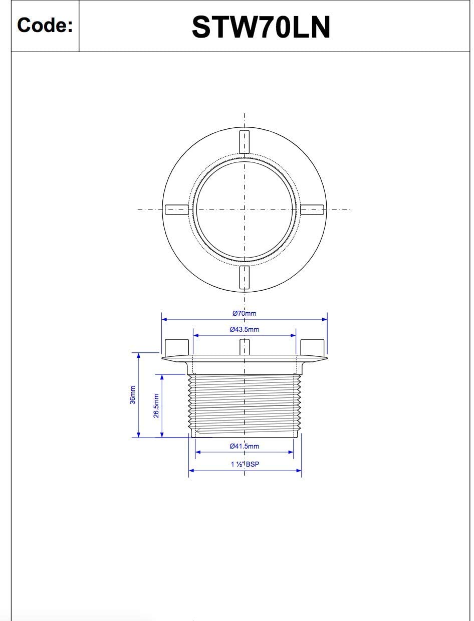 McAlpine 1̴_" 70mm Standard Locking Nut STW70LN